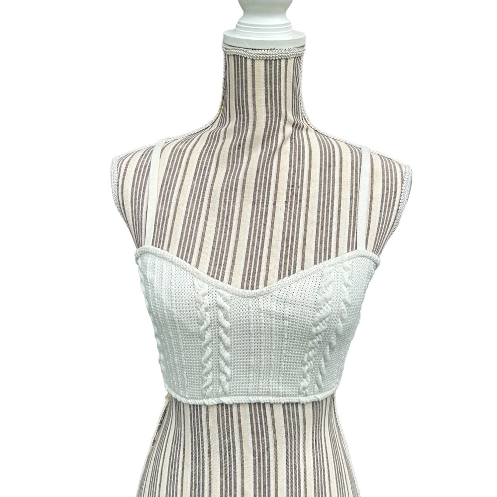 Zara cream cable knit cami crop tank top size small